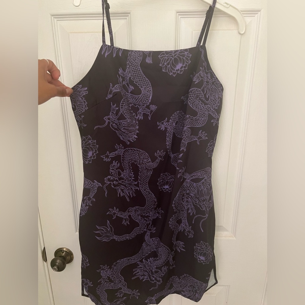 SHEIN purple dragon mini bodycon dress